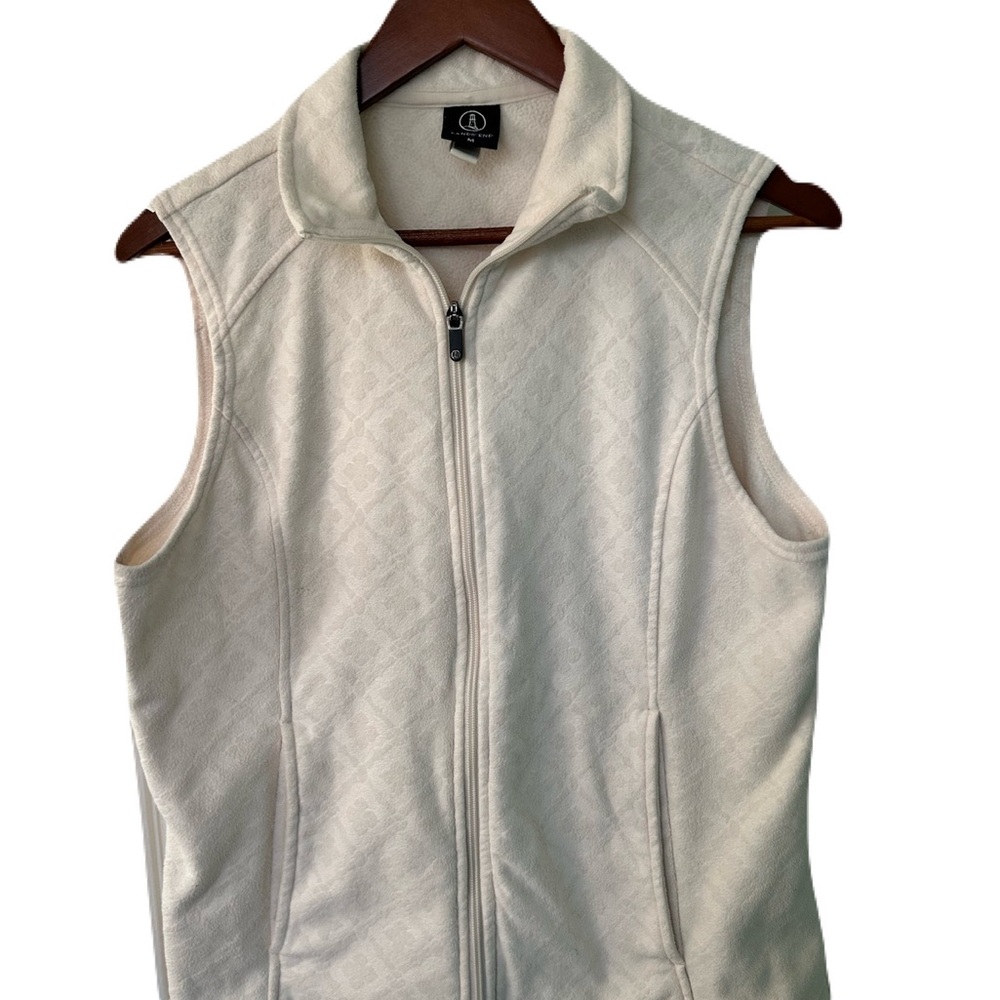 Lands' End Fleece Cream Sleeveless Vest